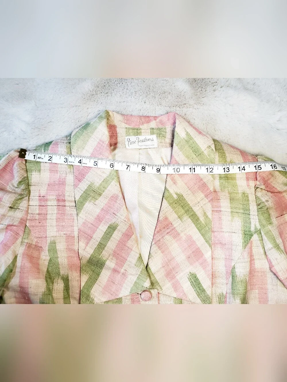 Vintage Fine Feathers San Francisco 3-Piece 100% Silk Suit Set Skirt Jacket Purs